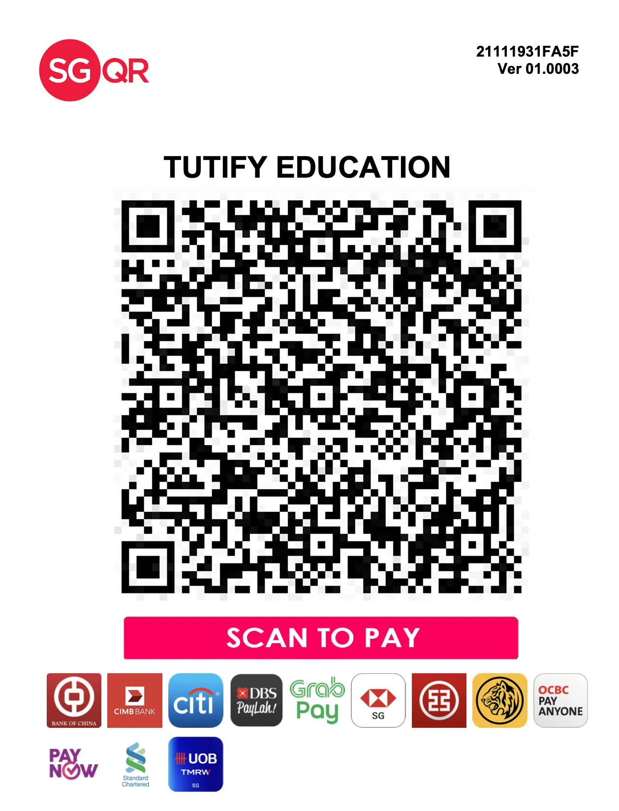 Tutify Education GrabPay QR Code